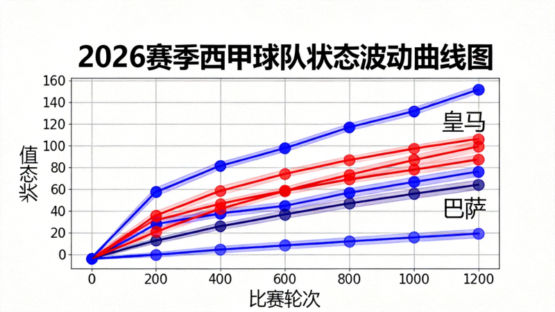 2026赛季西甲球队状态波动曲线图 - 皇马、巴萨等球队状态起伏可视化